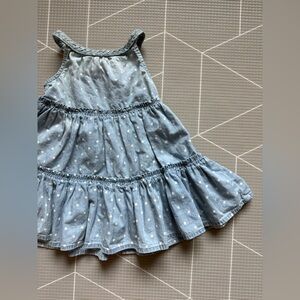 The Prairie|Baby girl/toddler washed Blue chambray Star Print Tiered Sundress•